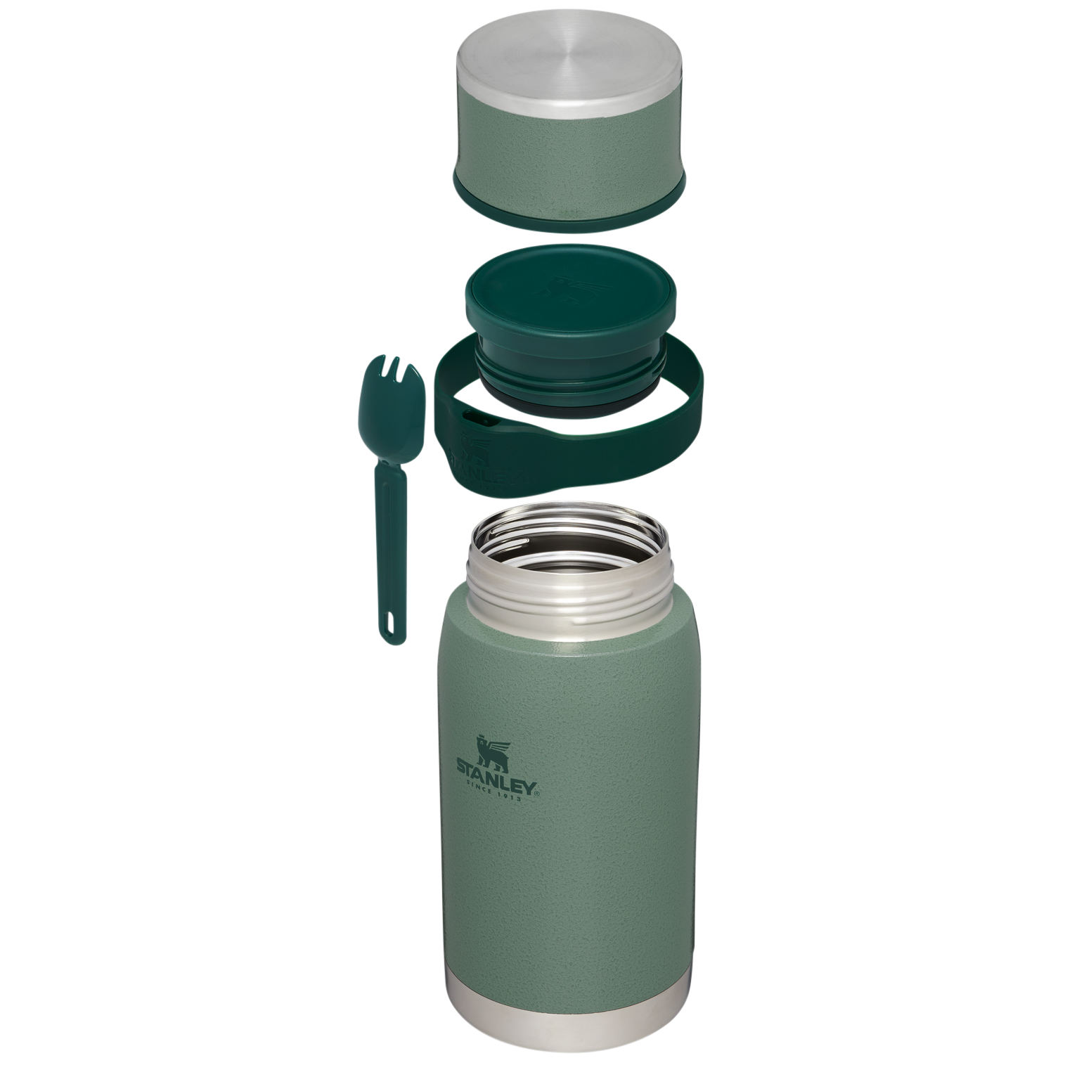 B2B_Web_PNG-The-Adventure-To-Go-Food-Jar-Spork-36OZ-Hammertone-Green-Hero-Exploded.png
