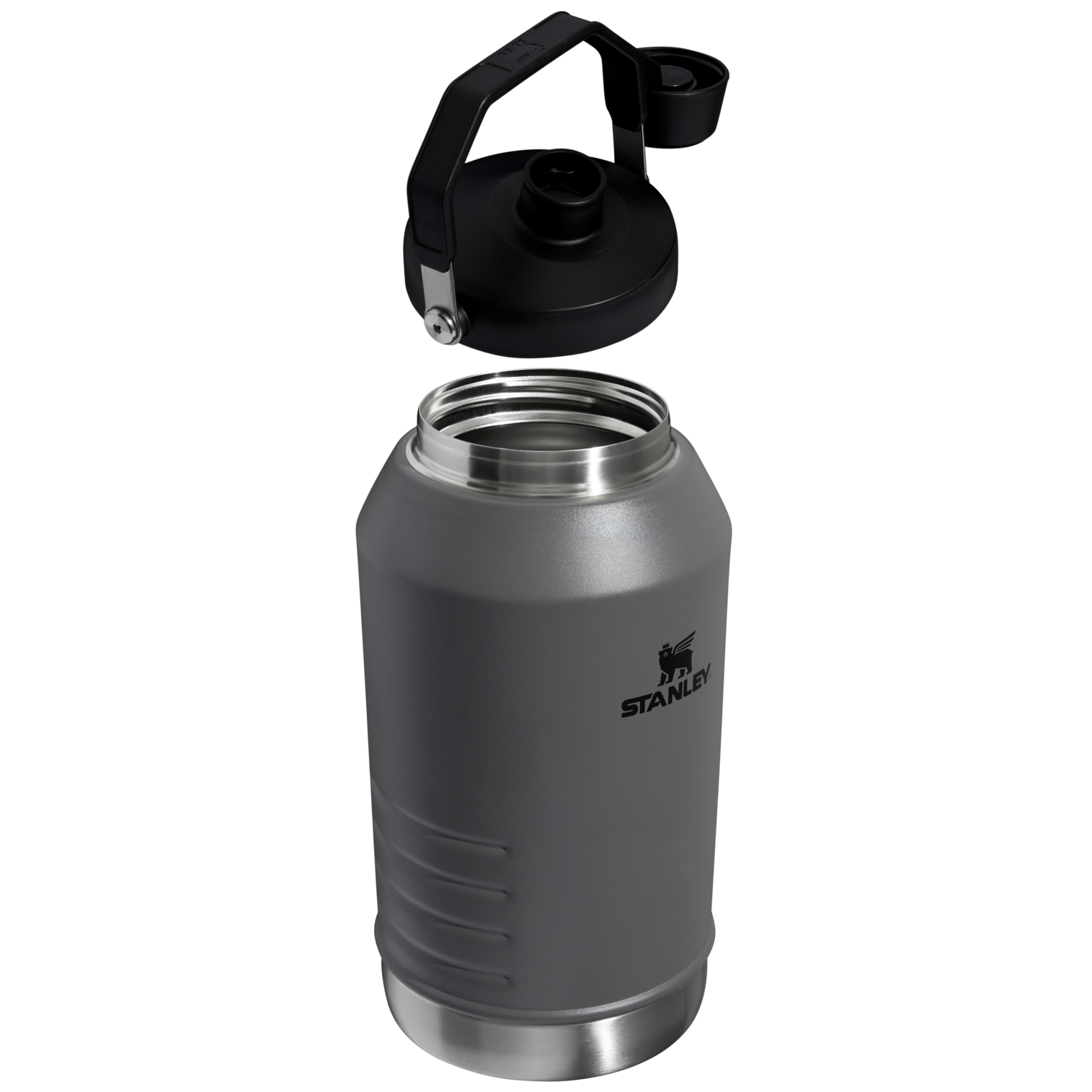 B2B_Web_PNG-The-IceFlow-Fast-Flow-Jug-96OZ-Charcoal-Hero-Exploded.png